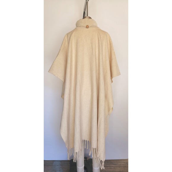 Vintage Turtleneck Wool Poncho Cape Oversized Ethnic Tribal Southwestern Fringe - Picture 5 of 6